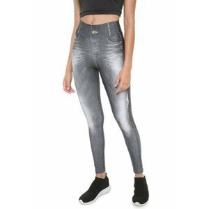 NEW Medium LIVE Denin Effect Legging Made In Brazil Black 83399